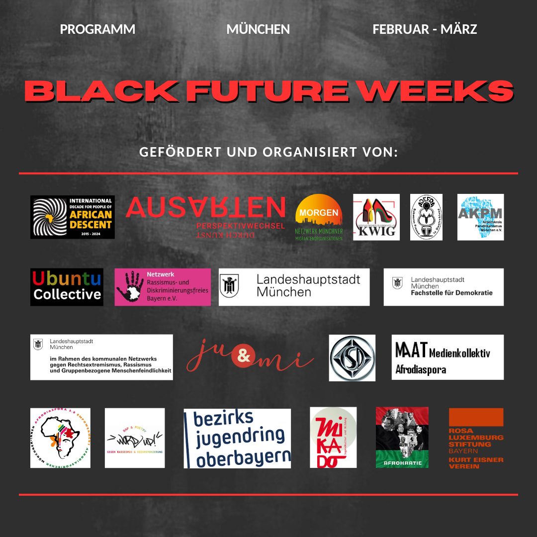 Auf dem Flyer sind die Logos aller Veranstalter*innen der Black Future Weeks zu sehen